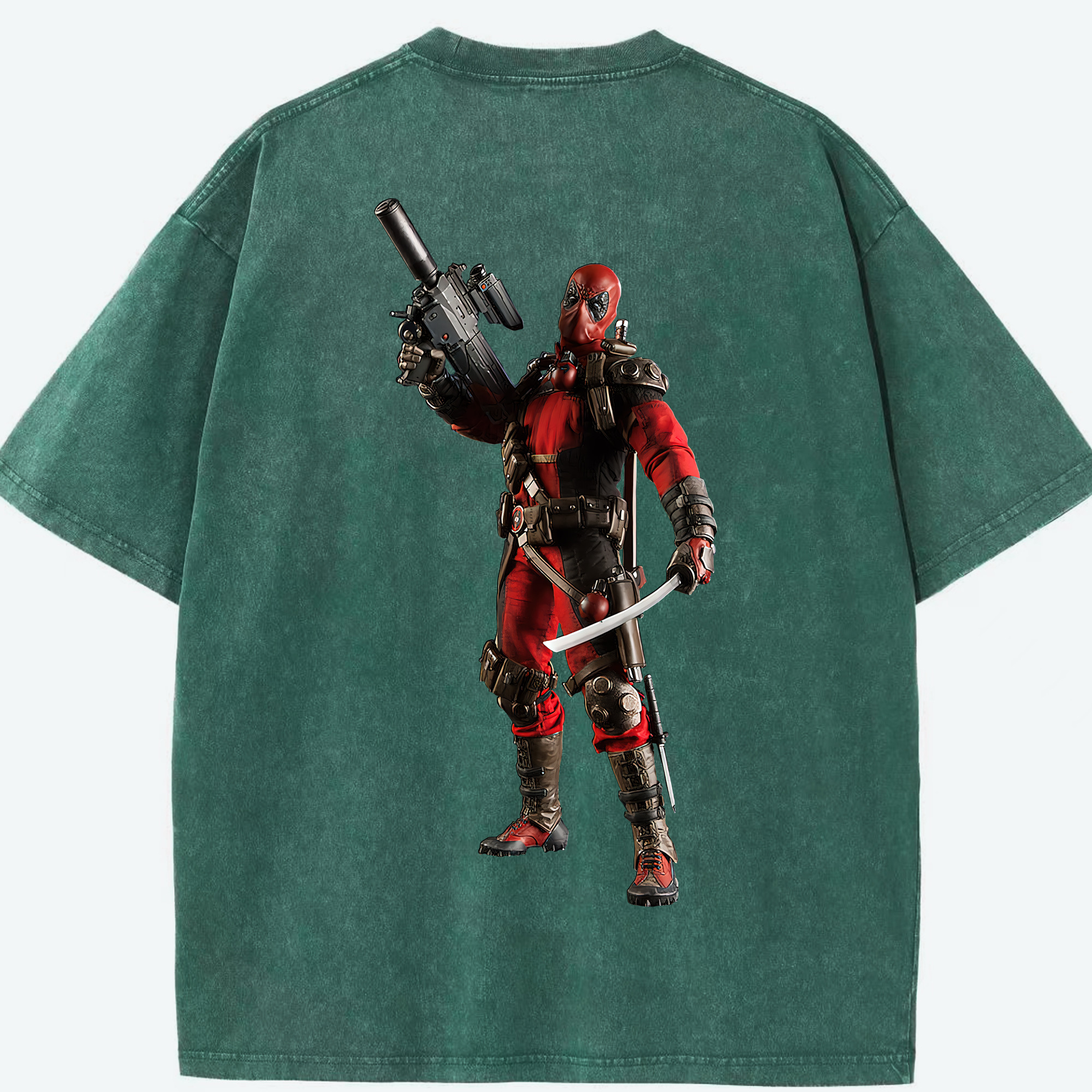 （画像用） Deadpool デッドプール 綿100% ヴィンテージ風 半袖Tシャツ（背面プリント）